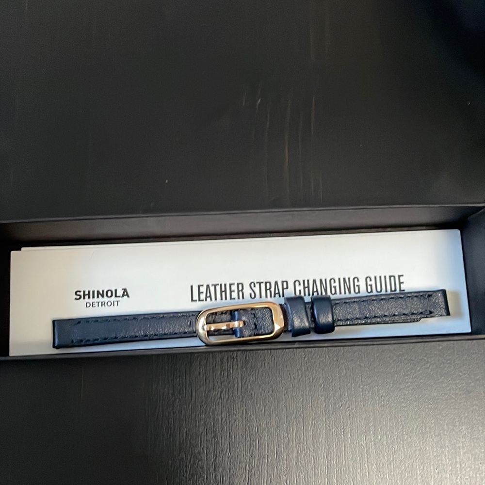 Navy blue leather shinola watch strap